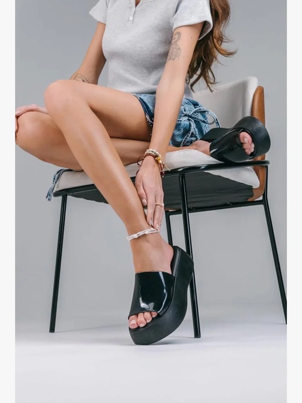 Melissa Black Glossy Platform Slide Sandals